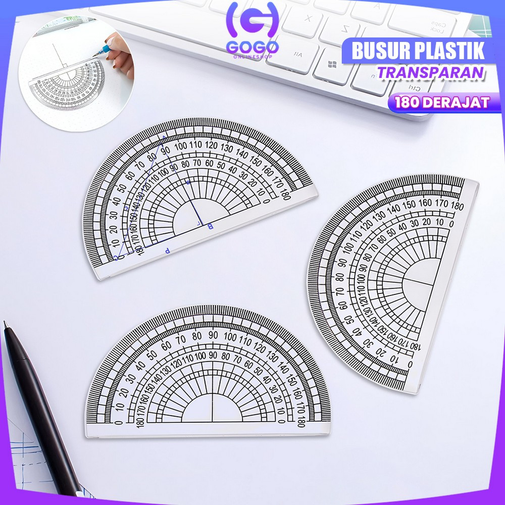 Gogo-a108 Transparent Plastic Protractor Plastic Protractor 180 Degrees ...