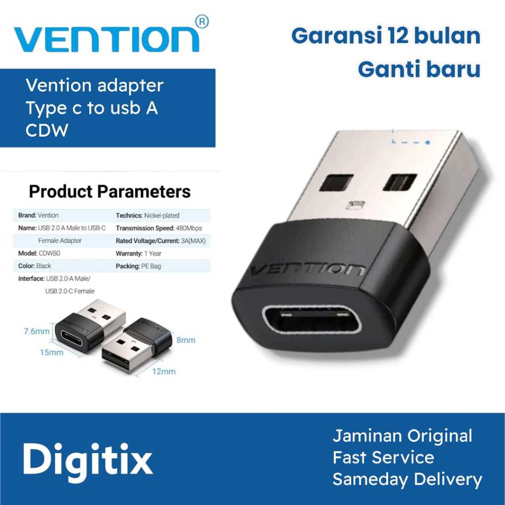 Vention USB A Male to USB C Female Adapter Connector Converter / CDW ...