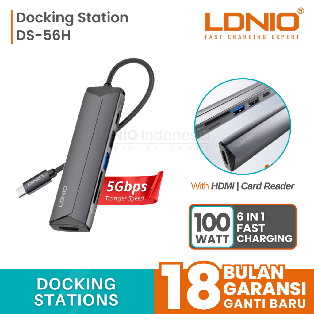 Ldnio DS-56H Docking Station 6 in 1 Multi-Function USB-C PD3.0 2.0 HDMI ...