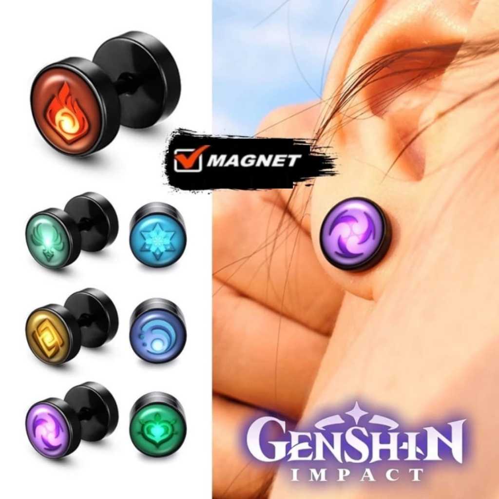 Genshin Impact Stainless Steel 7 Element Magnetic Earrings | Shopee ...