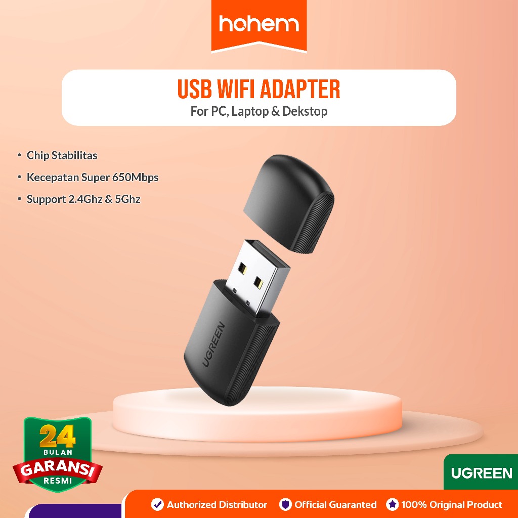 Ugreen 20204 USB A Wifi Receiver Wireless Adapter 650Mbps 6dBi High ...