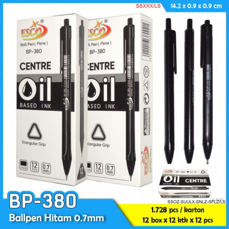 HITAM Esco Ballpen Pen 380/Ballpen Black/Per Pcs | Shopee Philippines