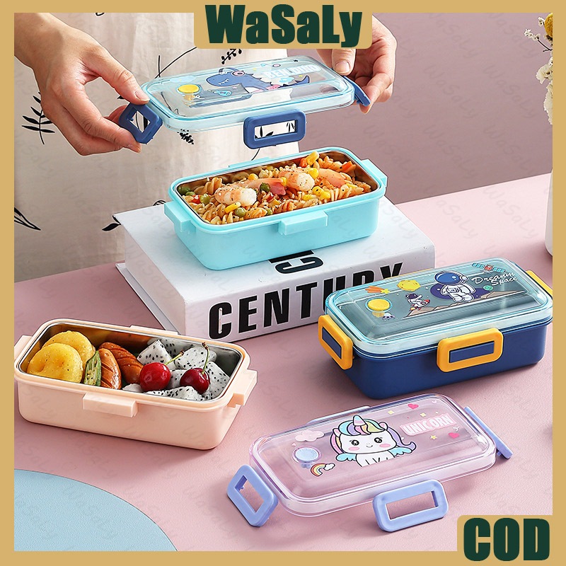 PERALATAN 304 Stainless Lunch Box Astronaut Unicorn Dino Pattern Box ...