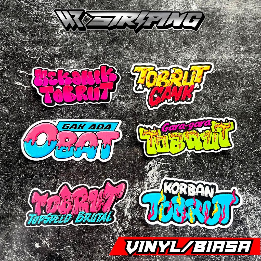 6pcs Sticker kata kata Viral Sticker Tobrut Vinyl Glossy Sticker Pack ...