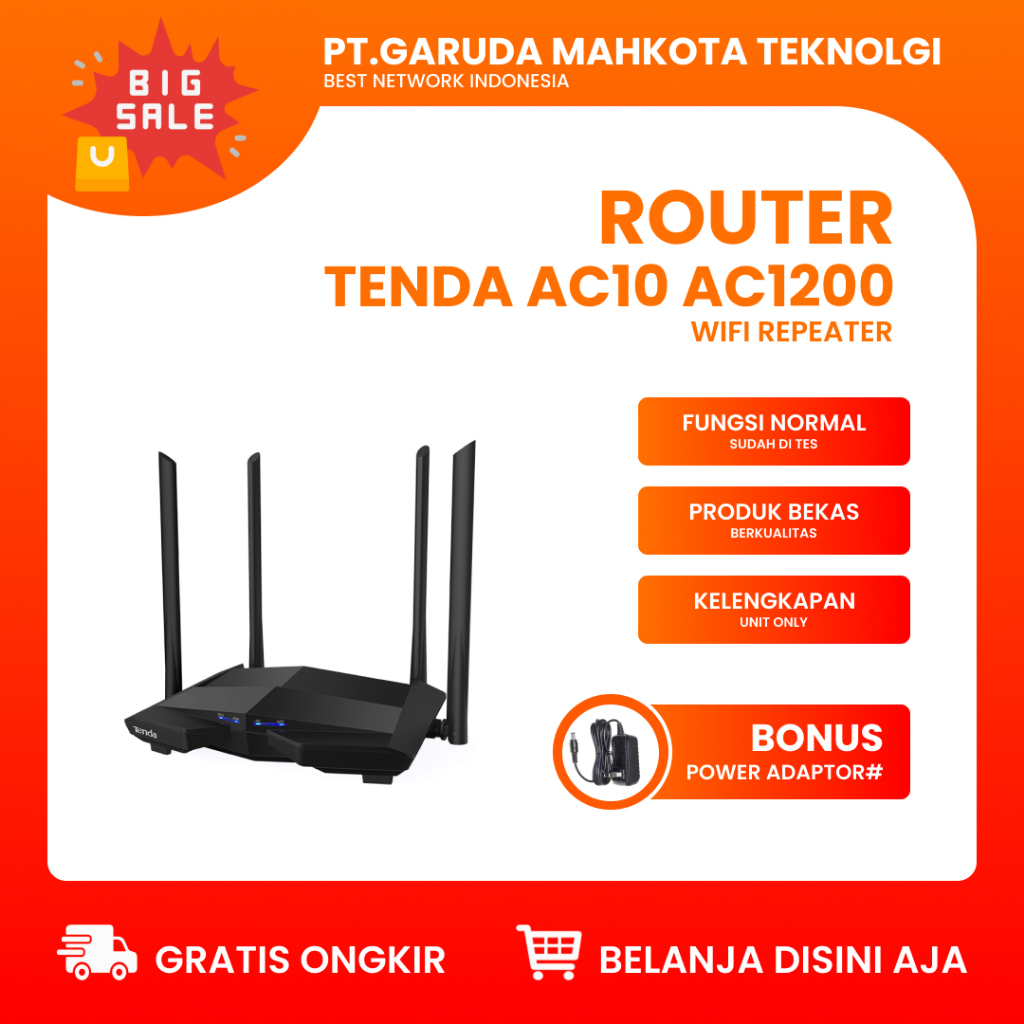 Tenda AC10 AC1200 MU-MIMO Dual-Band Gigabit Wi-fi Repeater Second Hand ...