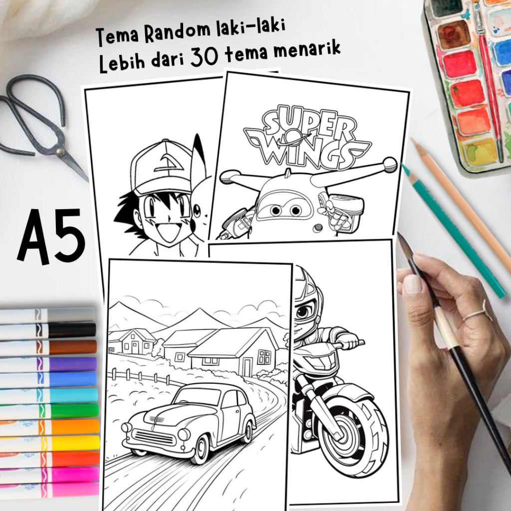 30 Children's Coloring paper pictures / Coloring / Sketches with Random ...