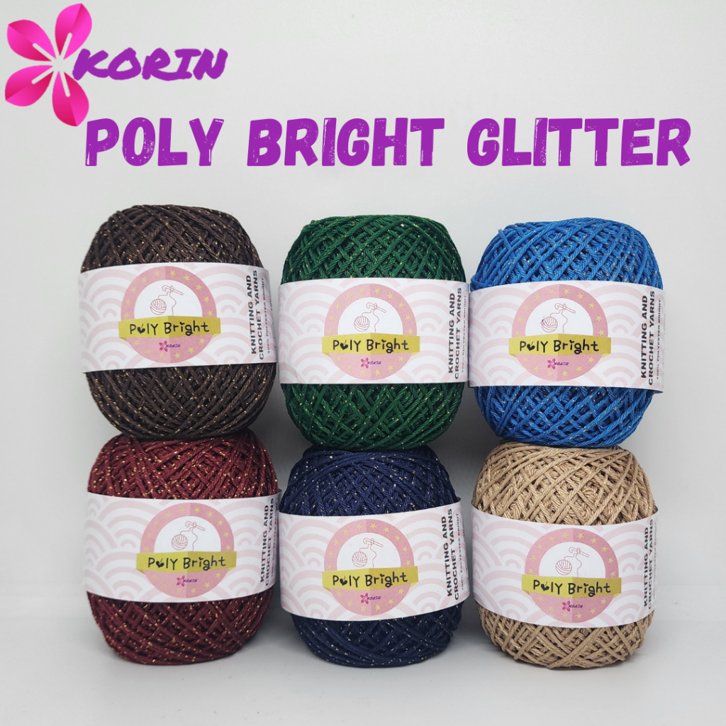 POLI [100gr] POLY BRIGHT GLITTER Knitting Yarn BLINK Poly/ Polyester ...