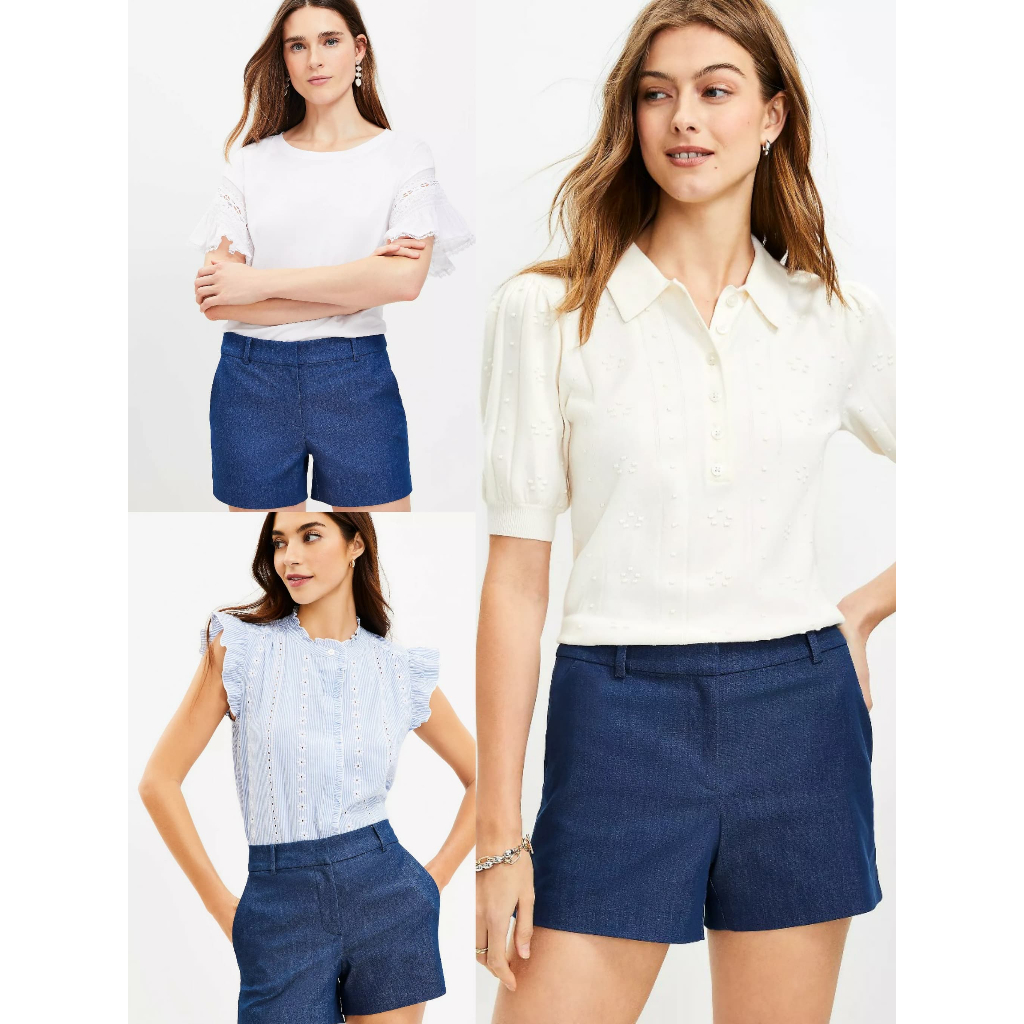 Riviera Mid-Rise Cotton Slouch Denim Shorts main image 0