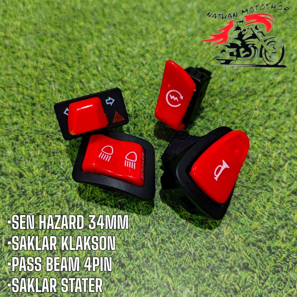 4pcs Honda Switch Package 34mm Hazard Sen Switch, Horn, Stater and Pass ...