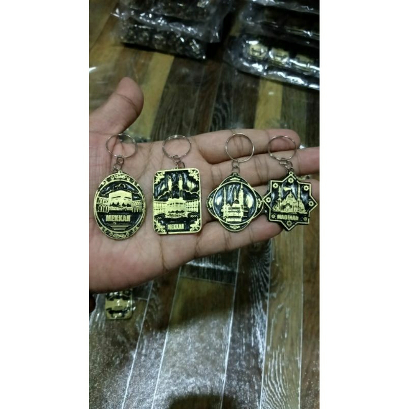 GANTUNGAN (100) Kaaba Mecca madinah Keychain 4 shapes Gold resin luxury ...