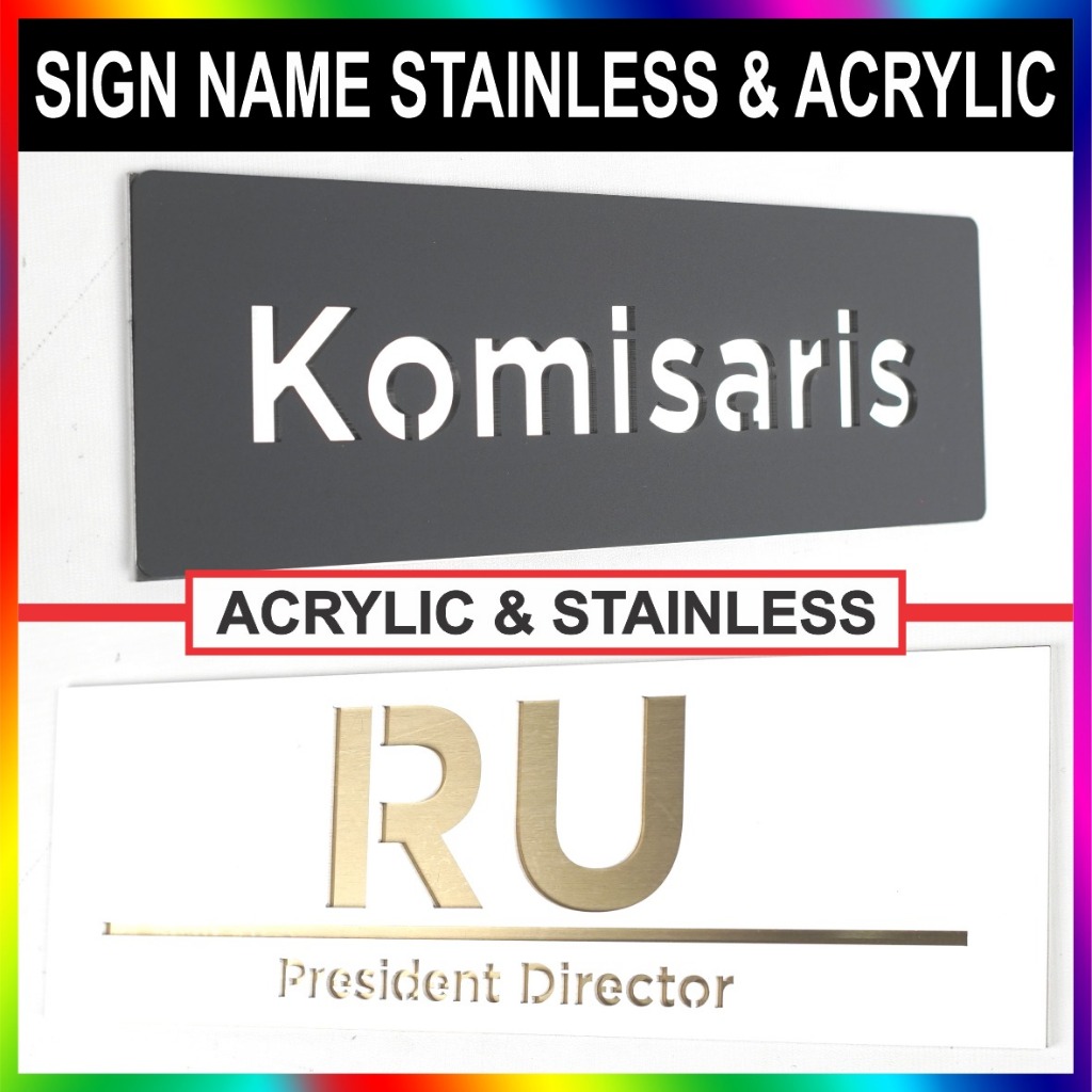 Custom Room Name Sign | Modern Luxury Stainless Steel mix Acrylic Sign ...