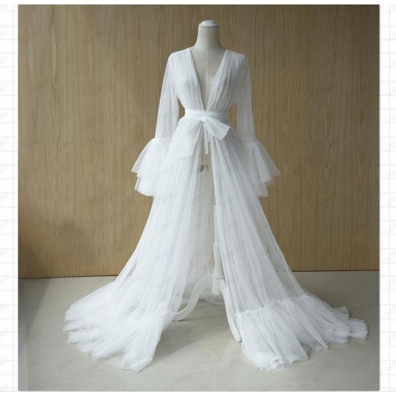 KIMONO Tulle dress silver apricot  Kimono top lace up tulle skirt OBI bow sash wedding ball gown prom ivory orange white crane ready to ship