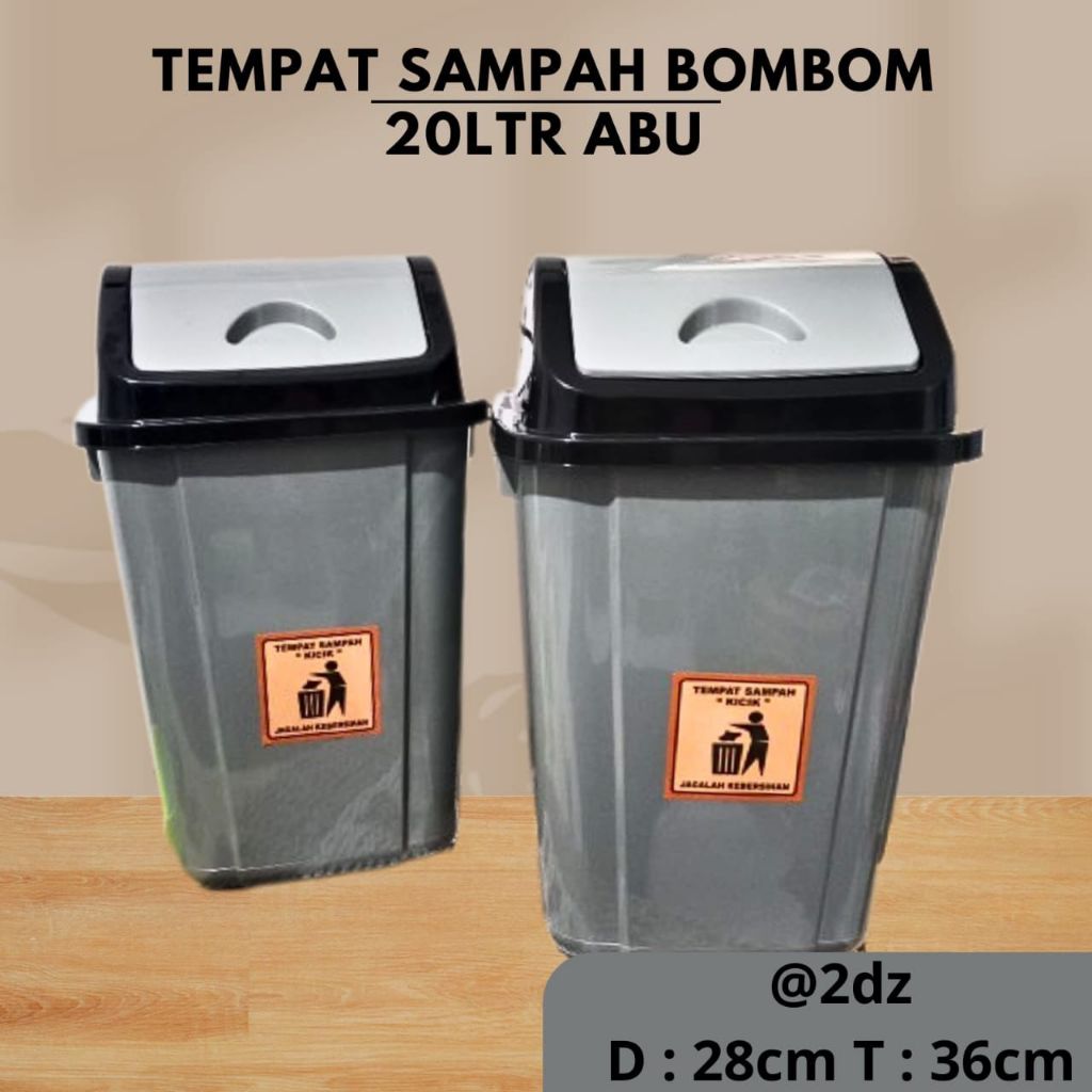 (INSTANT) 20L SILVER BOMBOM TRASH CAN LARGE TRASH CAN (INSTANT ...