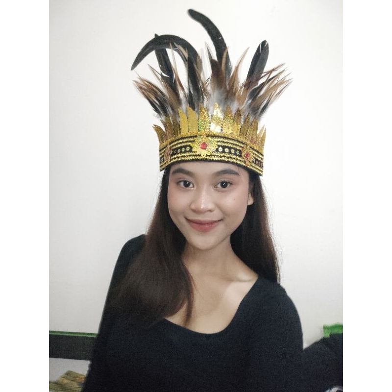 Dayak and Papuan traditional gold leaf feather crown | Shopee Philippines