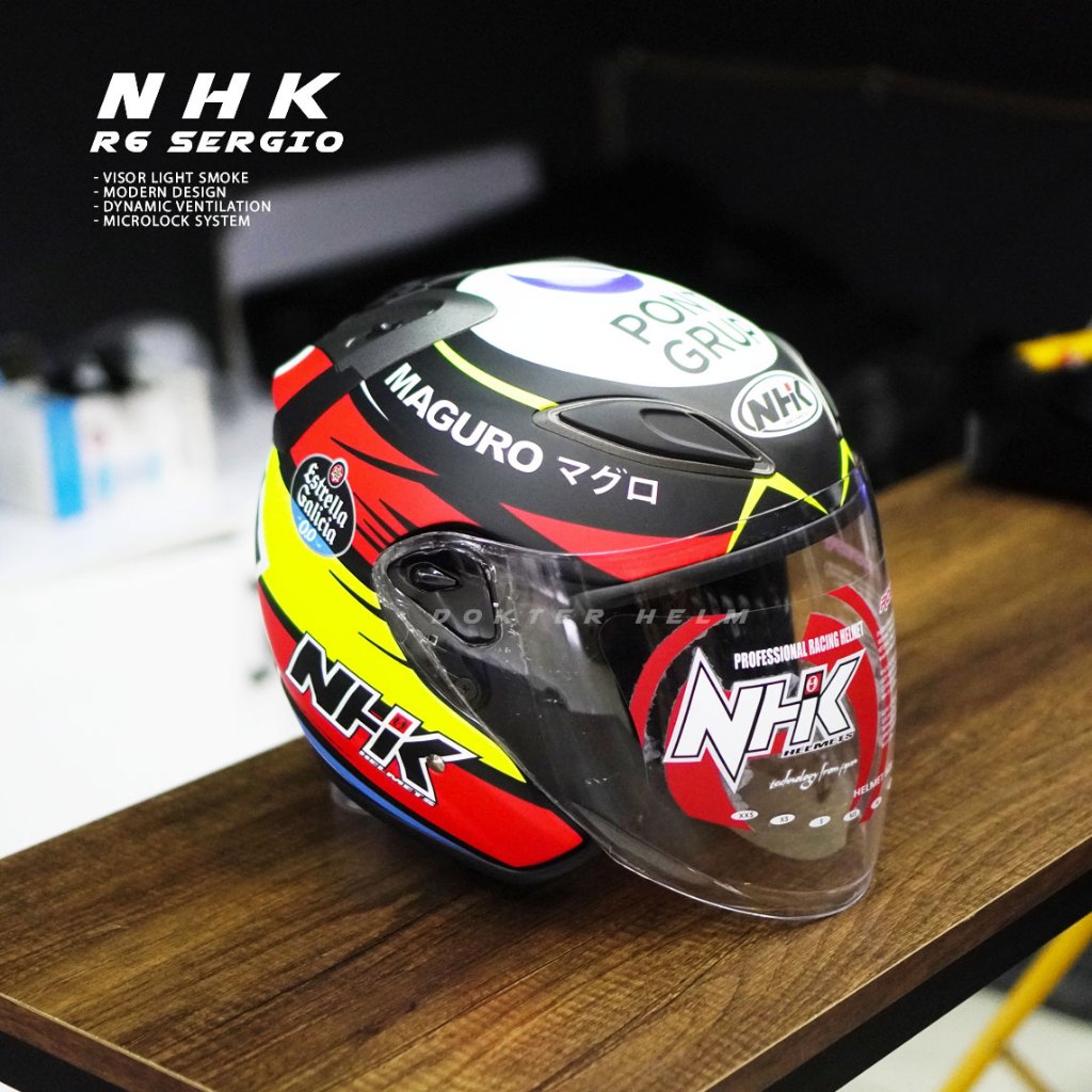 NHK R6 GP EDITION HELMET | SERGIO BLACK DOFF NHK HELMET| HALFFACE ...