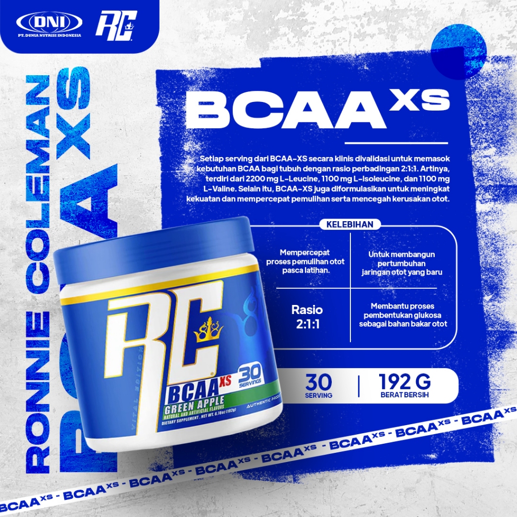 RONNIE COLEMAN BCAA - XS POWDER 189 GRAMS (30 SERVINGS) | Shopee ...