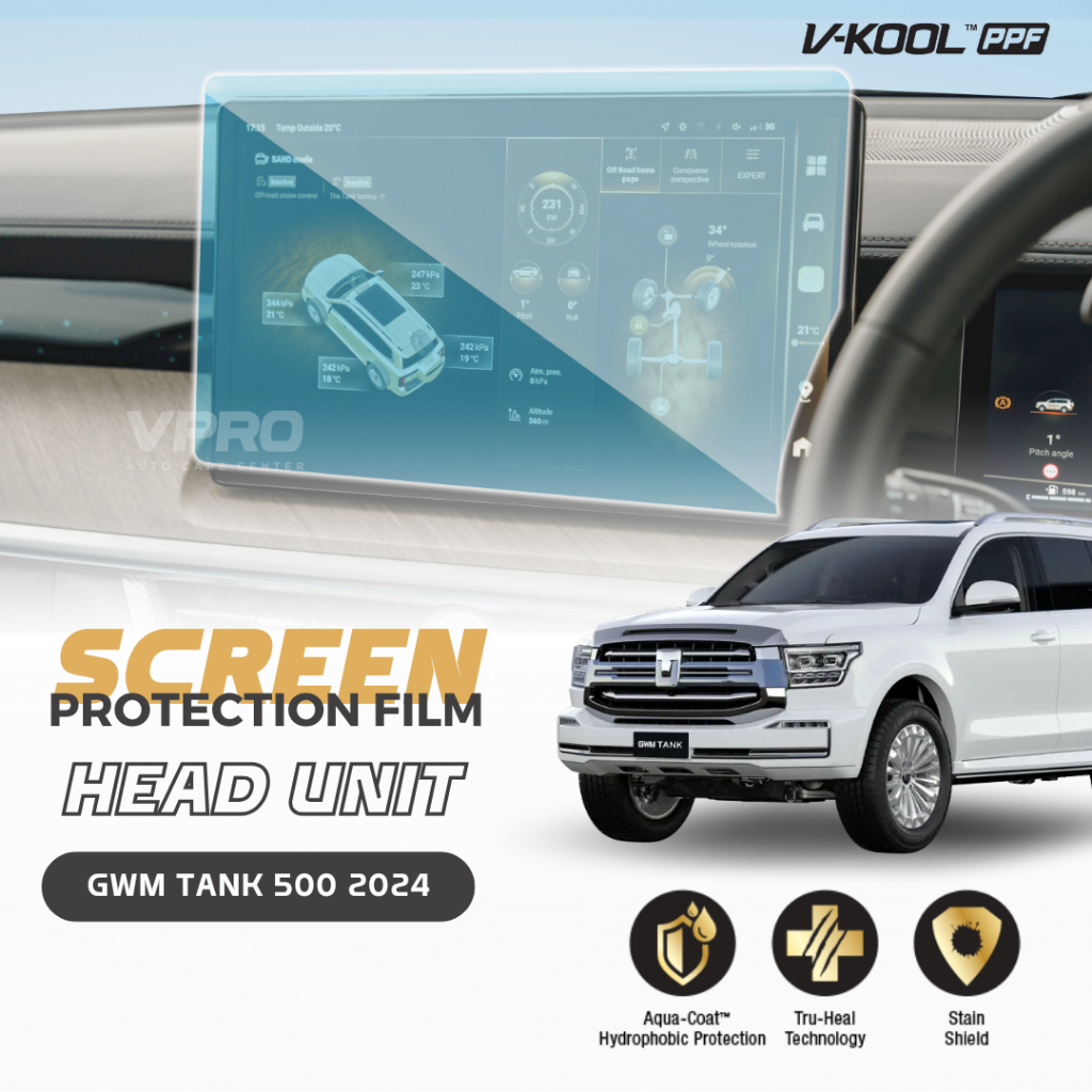 VKOOL Car Screen Protector GWM TANK 500 - Anti-Scratch HEAD UNIT / PPF ...