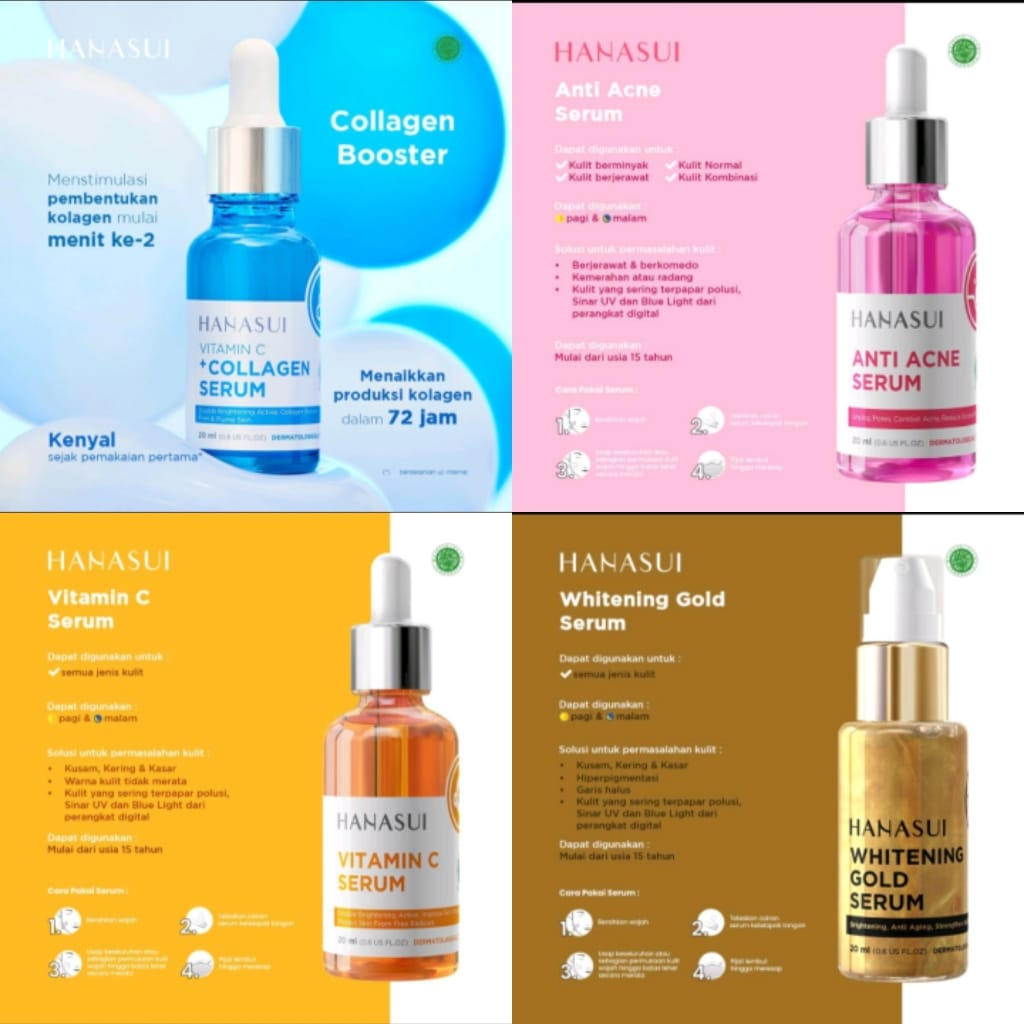 Hanasui Serum Whitening Gold/Vitamin C+Collagen/Anti Acne/Vitamin C ...