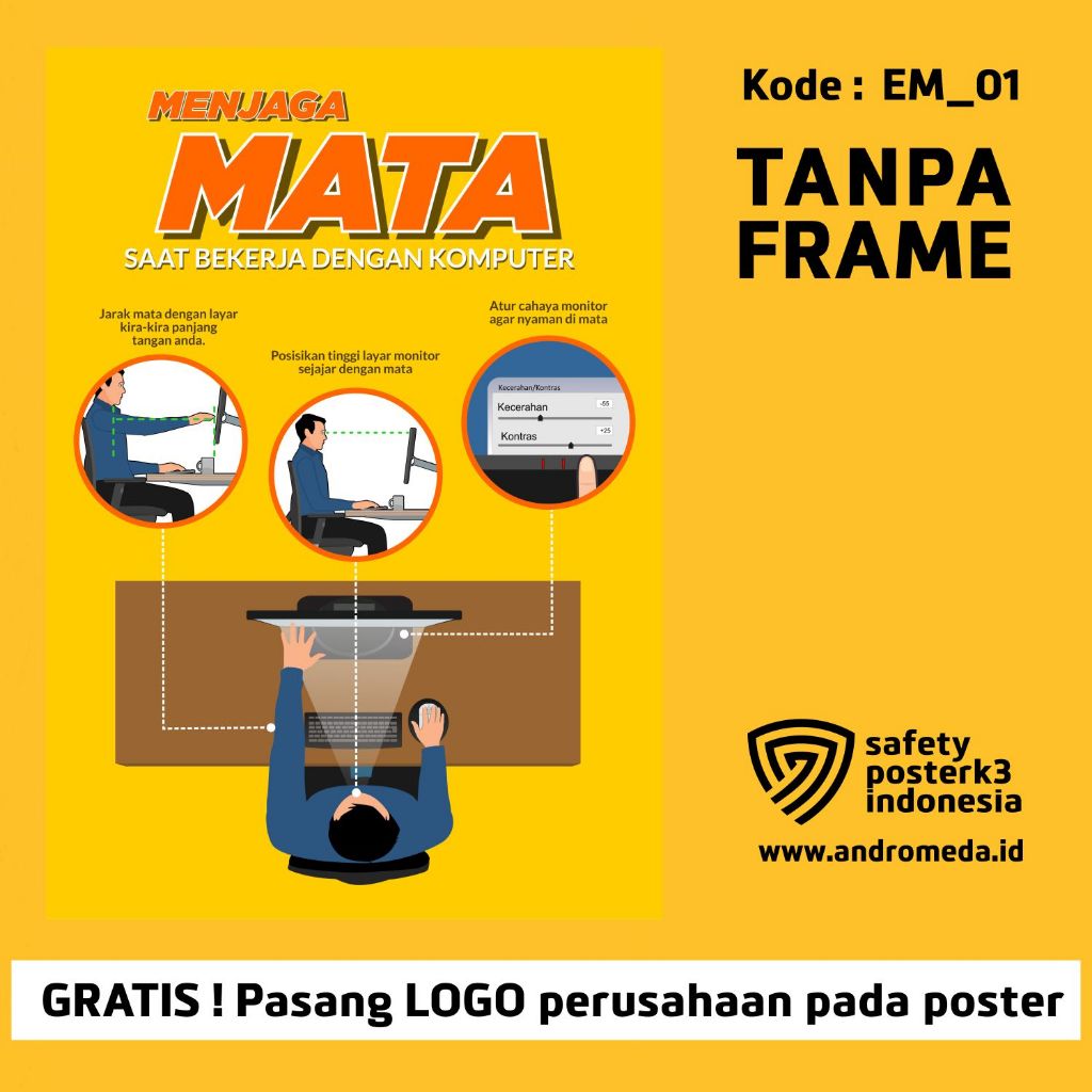 Safety Poster K3: Work Ergonomics in Front of Computer PPE_60x80 cm ...