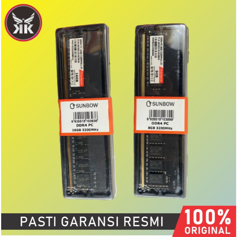 Ram PC SUNBOW LONGDIM DDR4 8GB / 16GB 3200MHz RAM - LIFETIME WARRANTY ...