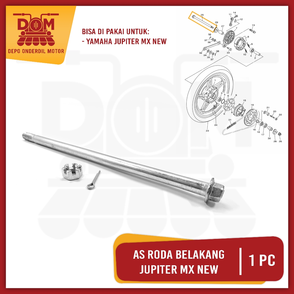 Jupiter MX New Rear Axle (TOKAIDO) Rear Fork Drum Axle YAMAHA JUPITER ...