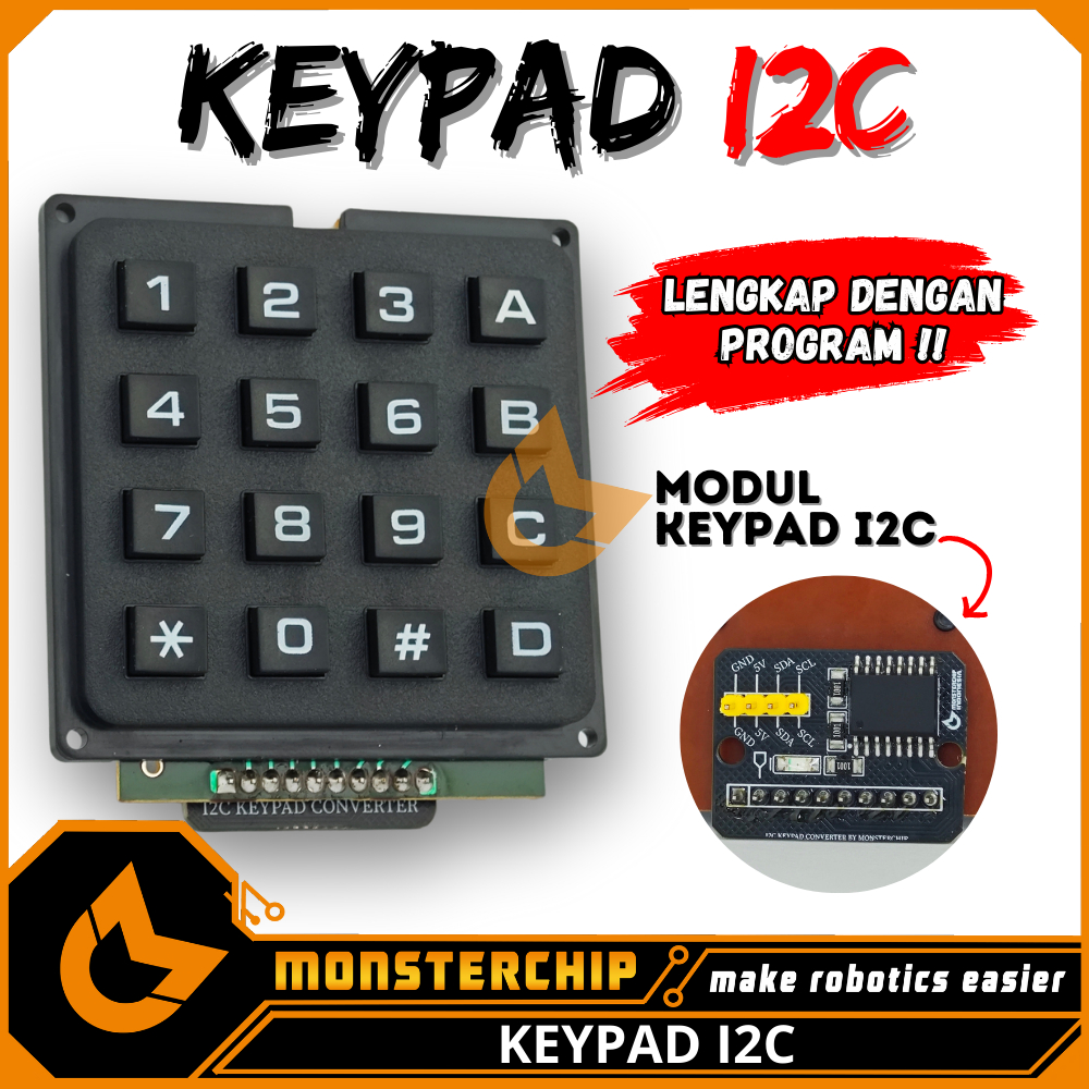 KEYPAD I2C 4X4 MATRIX MODULE!! Just need 4 pins for operation of this ...
