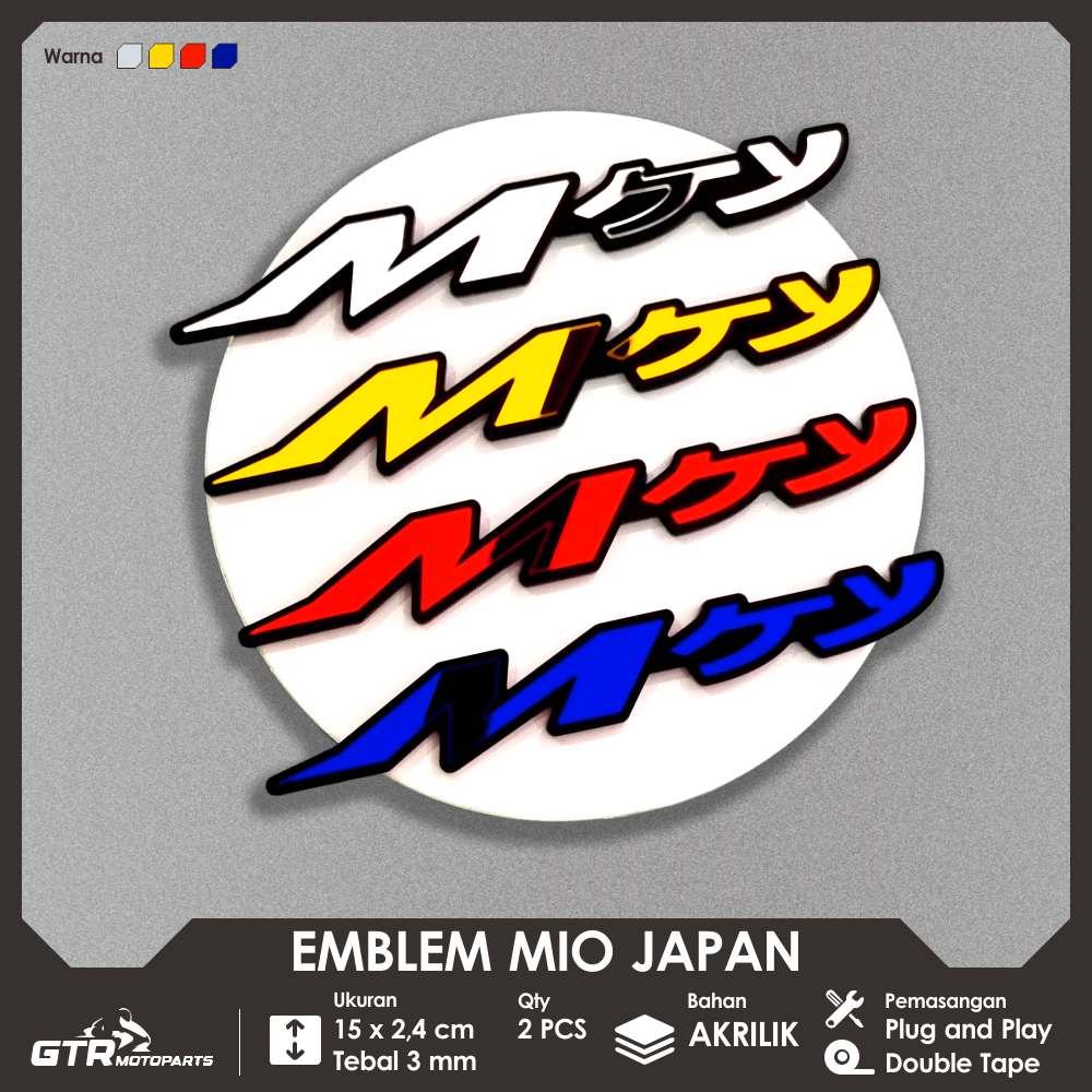 Mio Japan EmblemGTR 2 PCS Embossed 3D Logo Japanese Mio Motorcycle ...