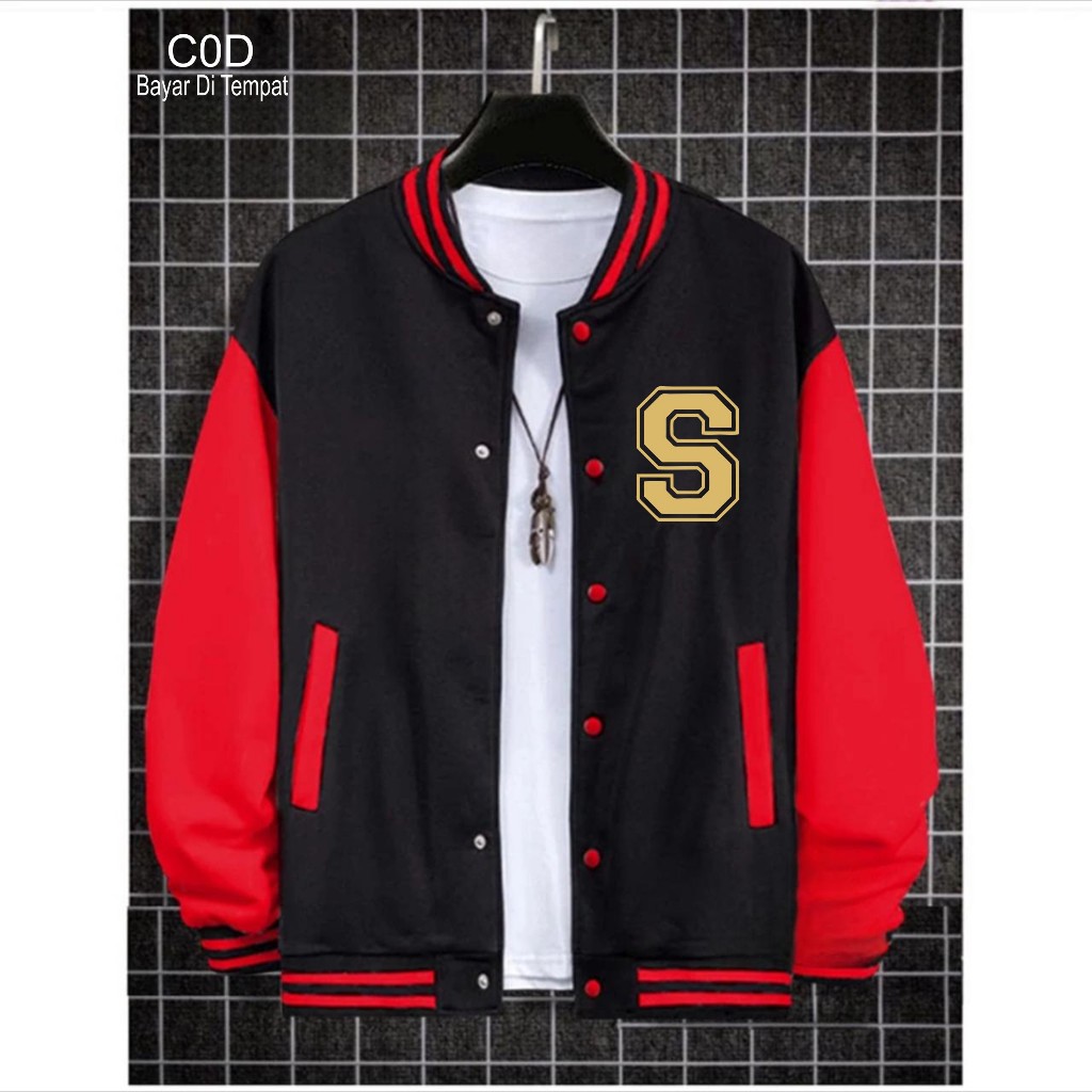 Men's Varsity Baseball Jacket Button FONT S GOLD Premium Button ...