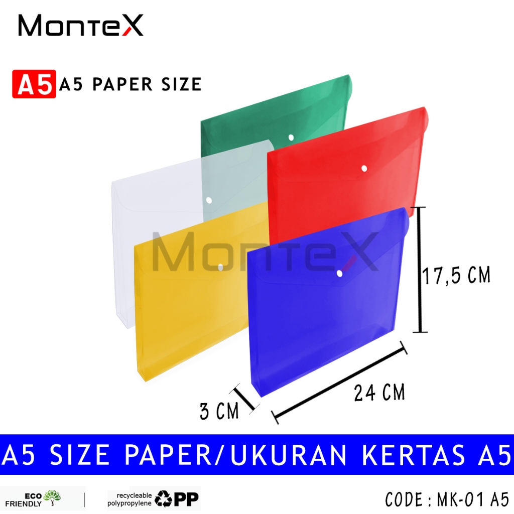 MONTEX - (6 PCS) A5 SPINE BACK PLASTIC BUTTON MAP ( NOTEBOOK SIZE) / MK ...