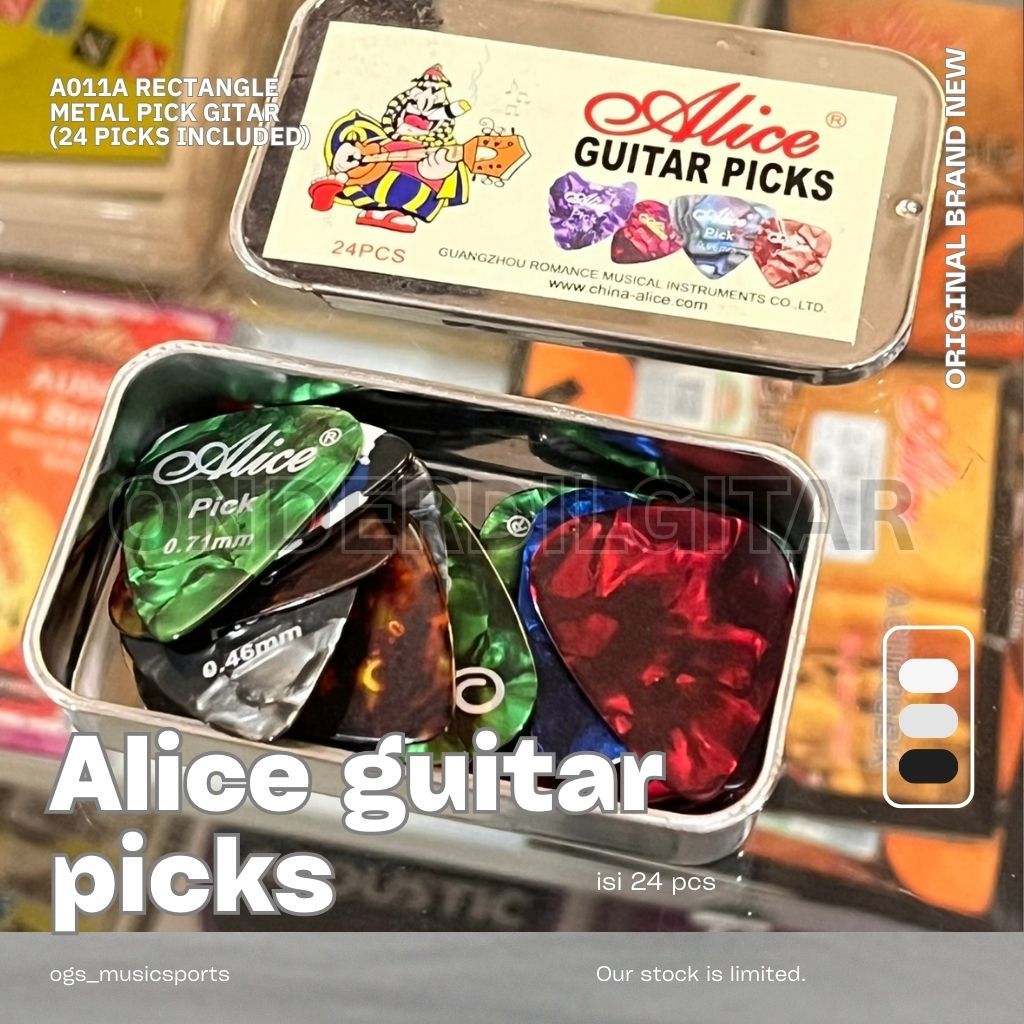 Alice A011A Rectangle Metal Box - Original Guitar Pick Box contains 24 ...