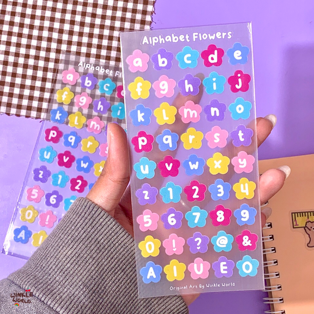 Transparent UV Sticker Alphabet Flowers Winkle KissCut Alphabet Sticker ...
