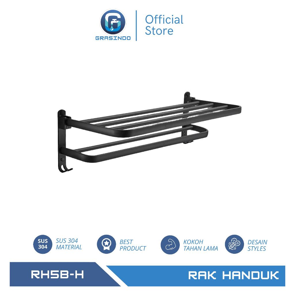 GANTUNGAN HITAM Anti-rust Aluminum Bathroom Towel Hanger Towel Rack ...