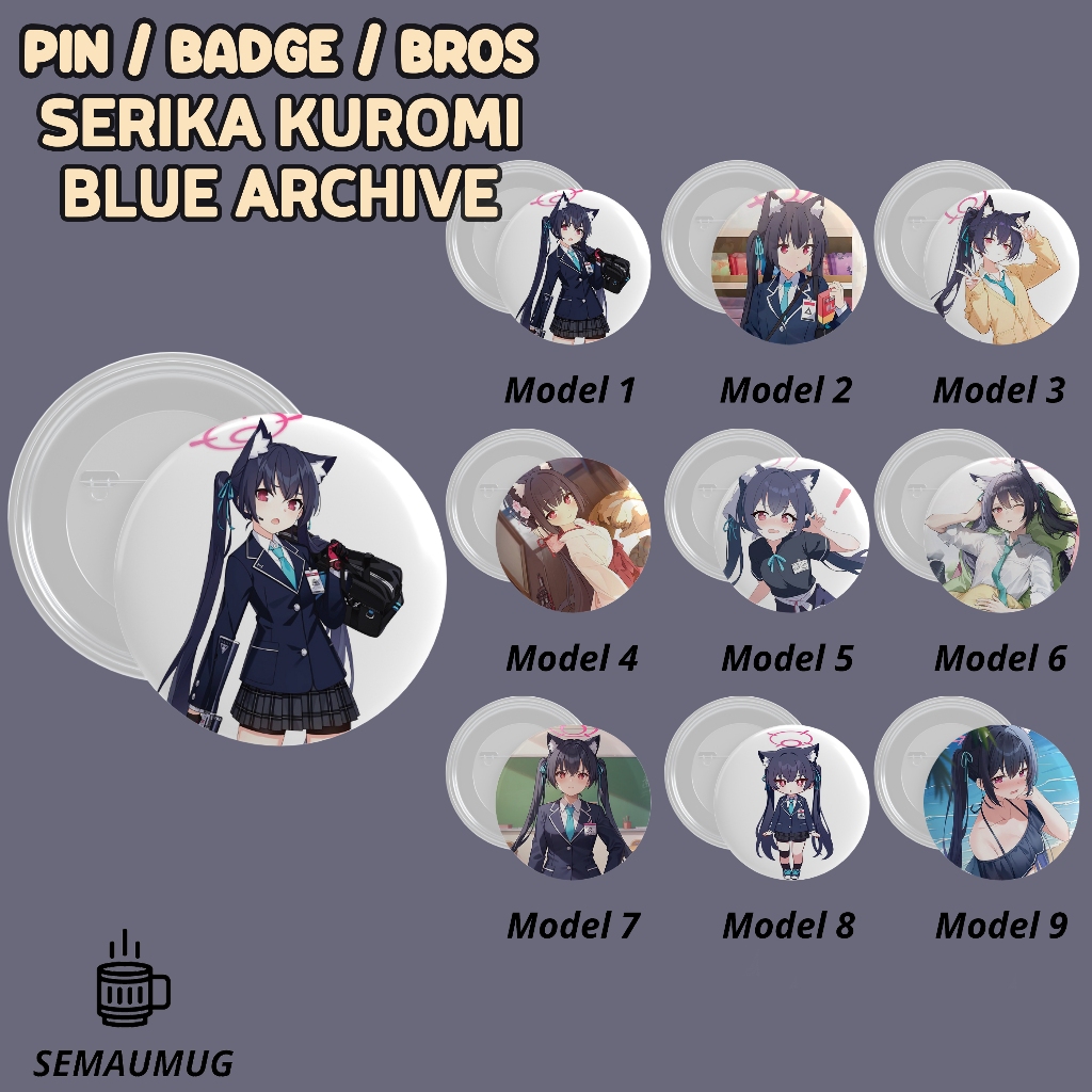 PIN SERIKA KUROMI BLUE ARCHIVE KADO BROS BADGE BULAT GAME LUCU PRINT ...