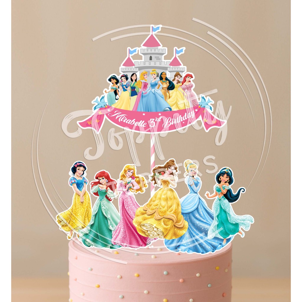 Topper birthday cake princess cinderella mermaid rapunzel belle ...
