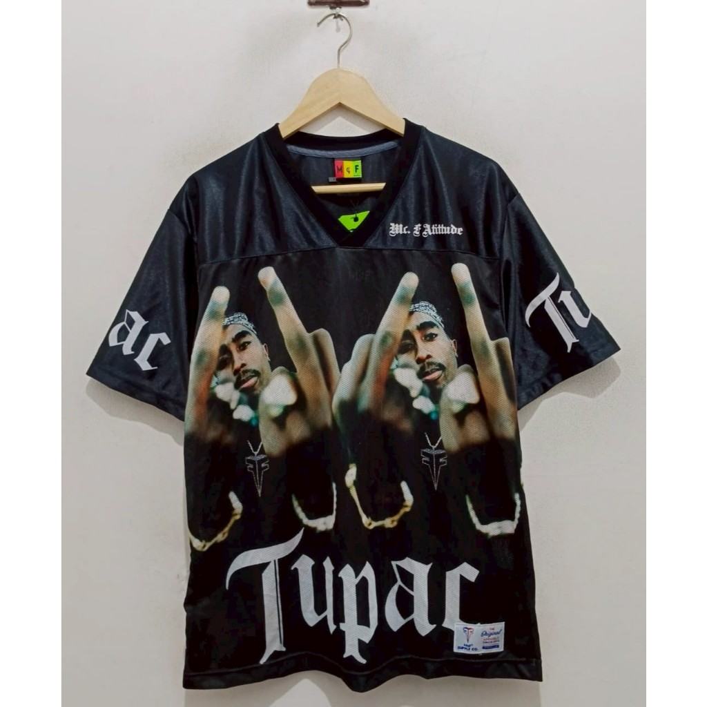 OVERSIZE DRY FIT RAPPER TUPAC SHAKUR DOUBLE BLACK JERSEY T-SHIRT ...