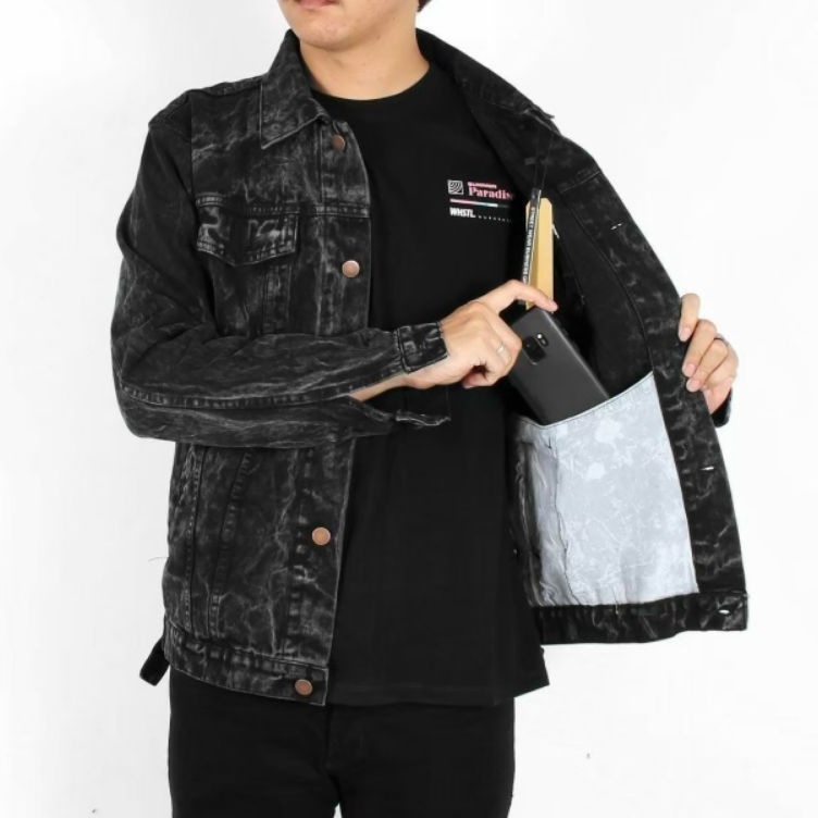 CODE X24T Men's Sanwash Jean Jacket Snow Blak Jean Jacket Men's Jacket ...