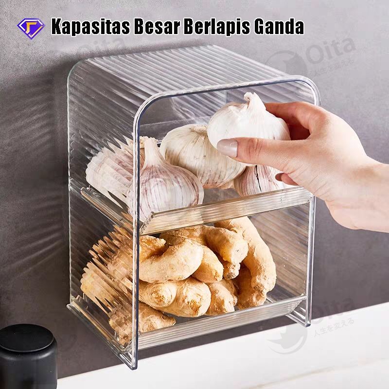 Oita Kitchen Onion Storage Basket Ginger and Garlic Multi-Function Rack ...