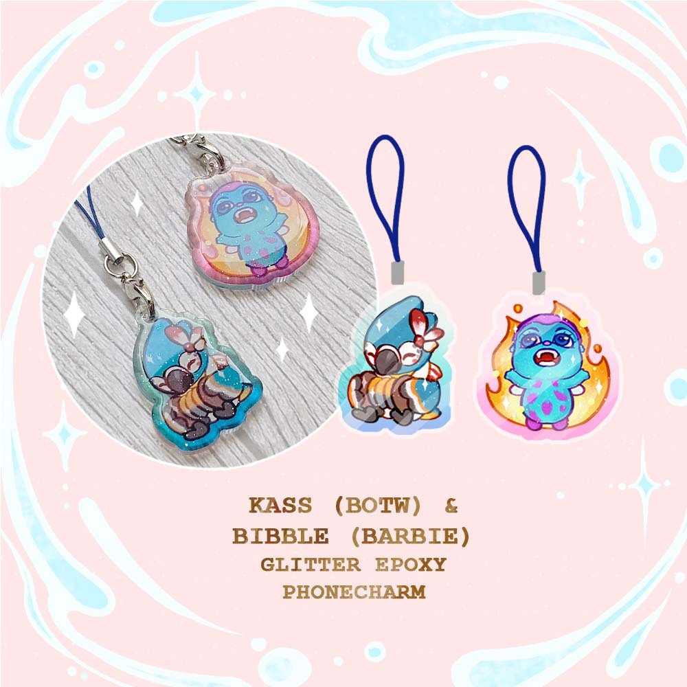 KASS (BOTW) & BIBBLE (BARBIE) GLITTER EPOXY PHONECHARM (FAN MERCH ...