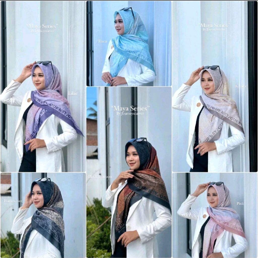 Maya Series Journey Scarves Original Hijab with Rectangular Motif Voal ...