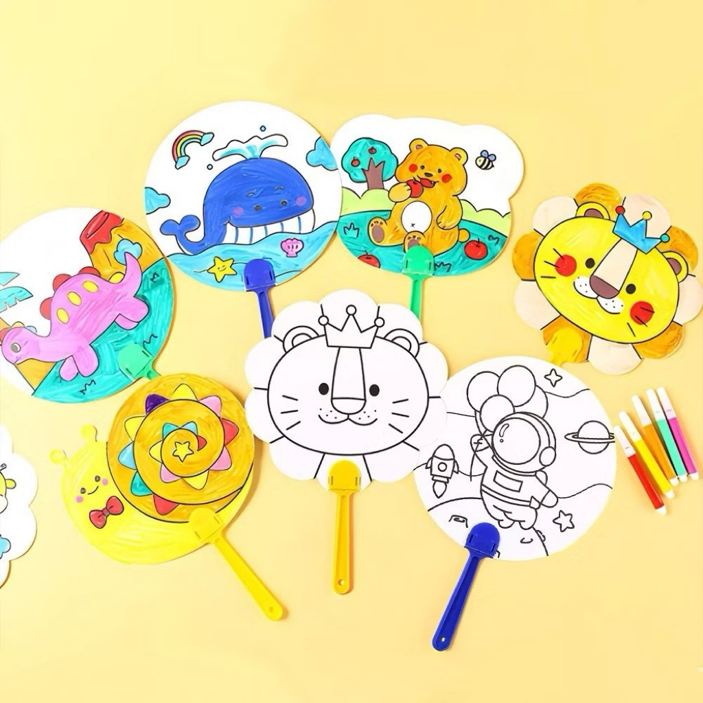 Coloring Fan Toys | Painting Fan Hampers Pencil Color Marker | Shopee ...