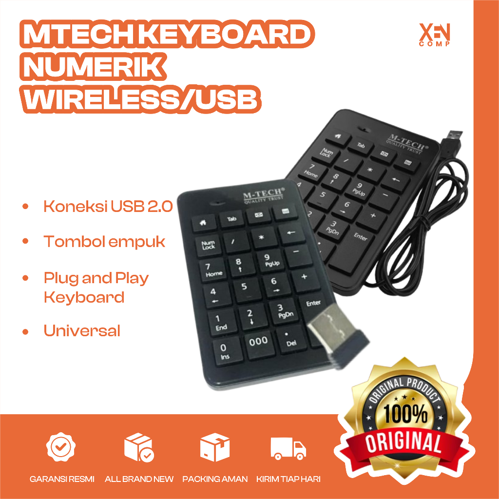 Mtech Wireless Numeric Keyboard 2.4GHz / USB Interface USB 2.0 M-Tech ...
