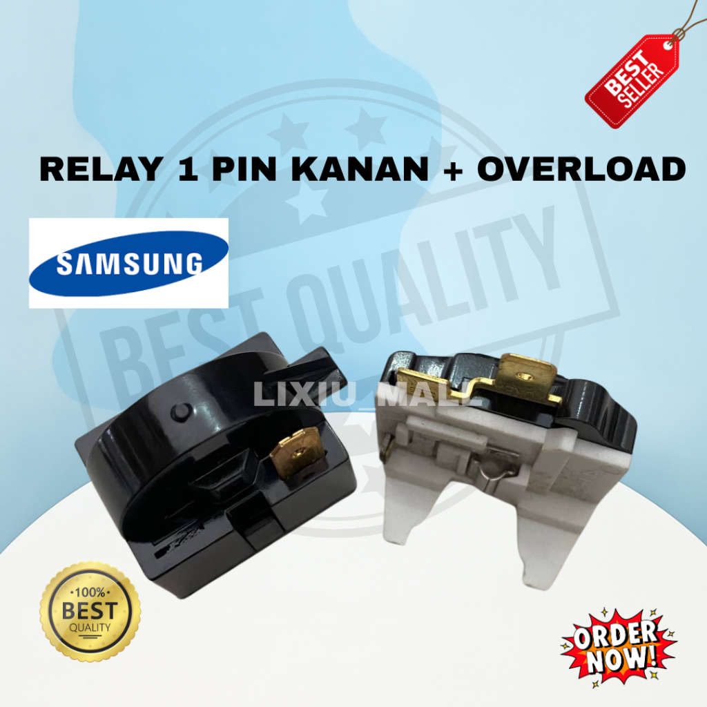 RELAY 1 RIGHT PIN + PTC OVERLOAD SAMSUNG REFRIGERATOR 1 DOOR / 2 DOOR ...