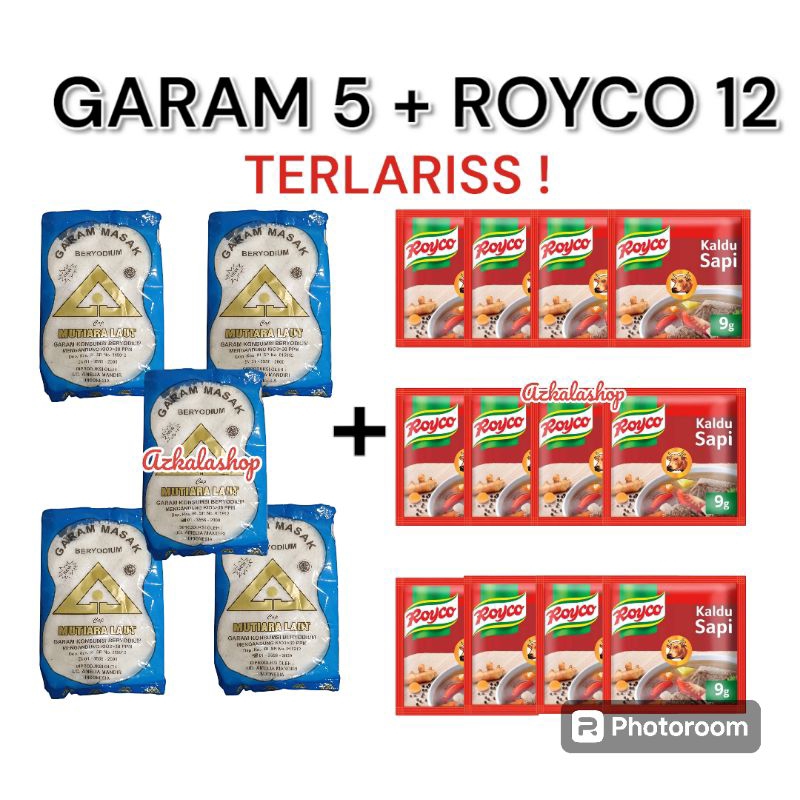 Package of 5 packs of salt + 12 sachets of Royco flavoring broth ...