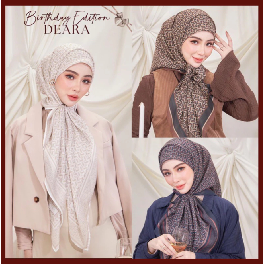 PREMIUM SQUARE HIJAB DEARA BIRTHDAY EDITION PATTERN ORIGINAL MALAYSIA ...