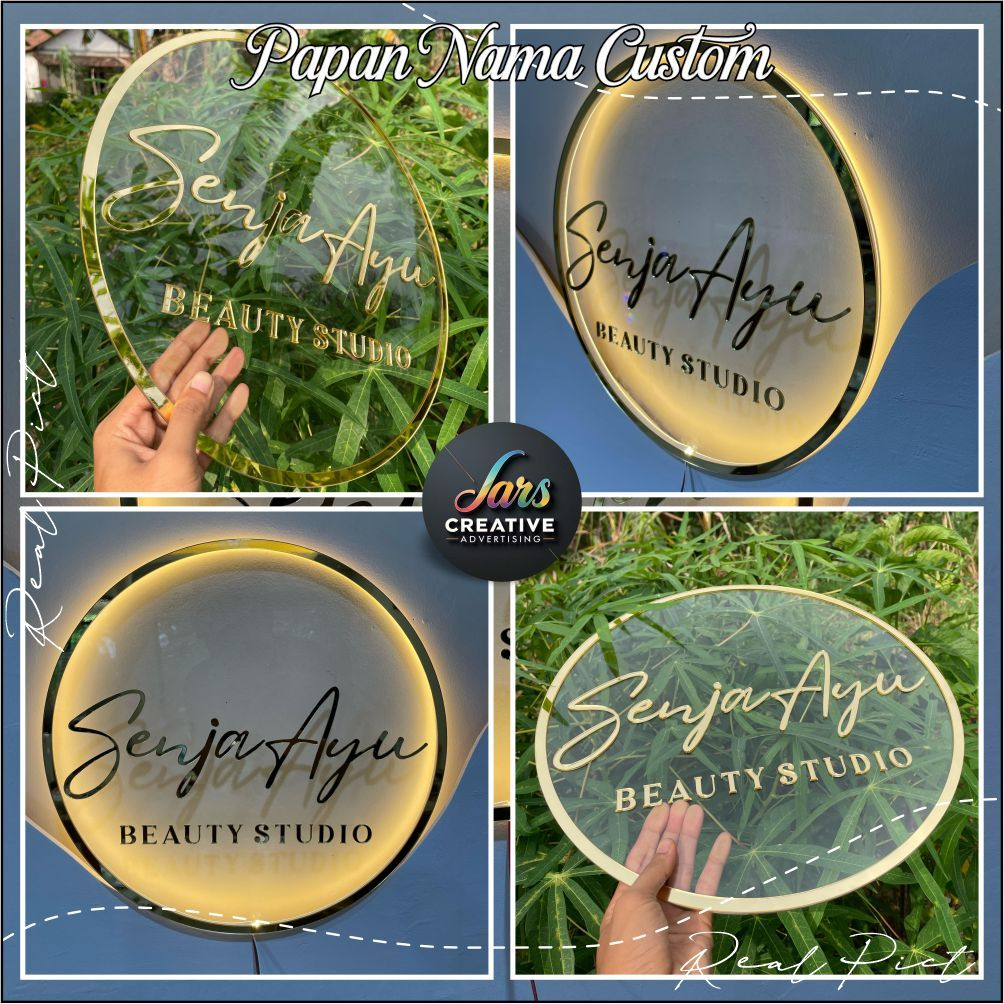 Premium Gold Acrylic Shop Nameplate Salon Logo Custom 3D Embossed ...
