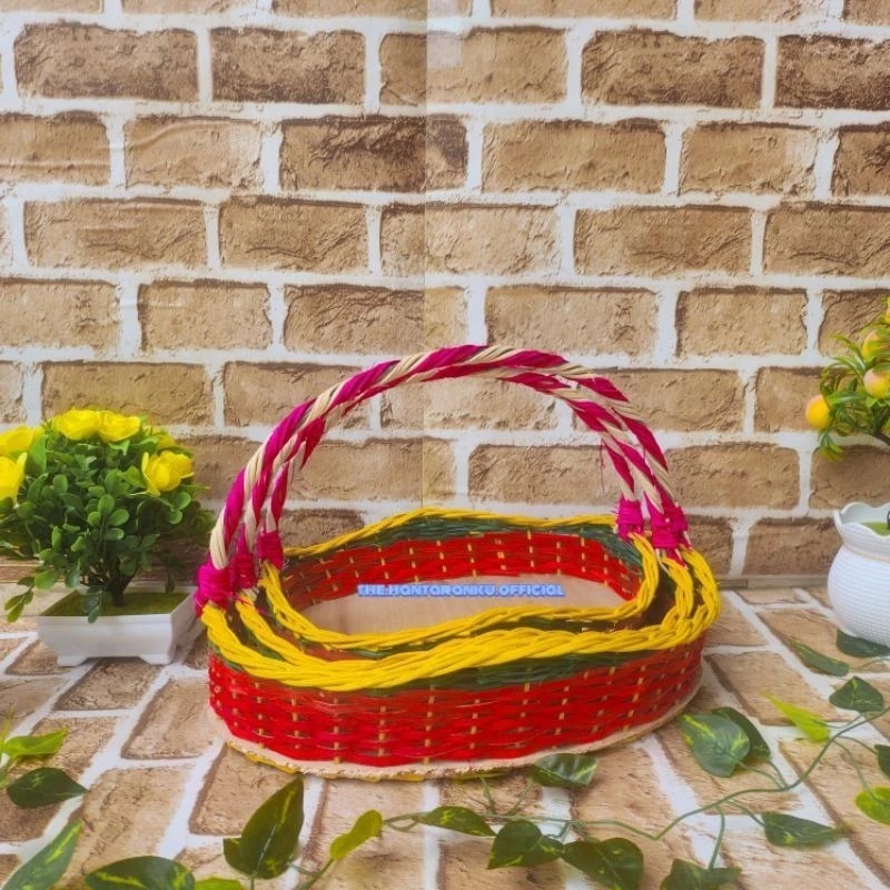 Rattan basket - wave model fruit basket 1 set contains 3 pcs | Shopee ...