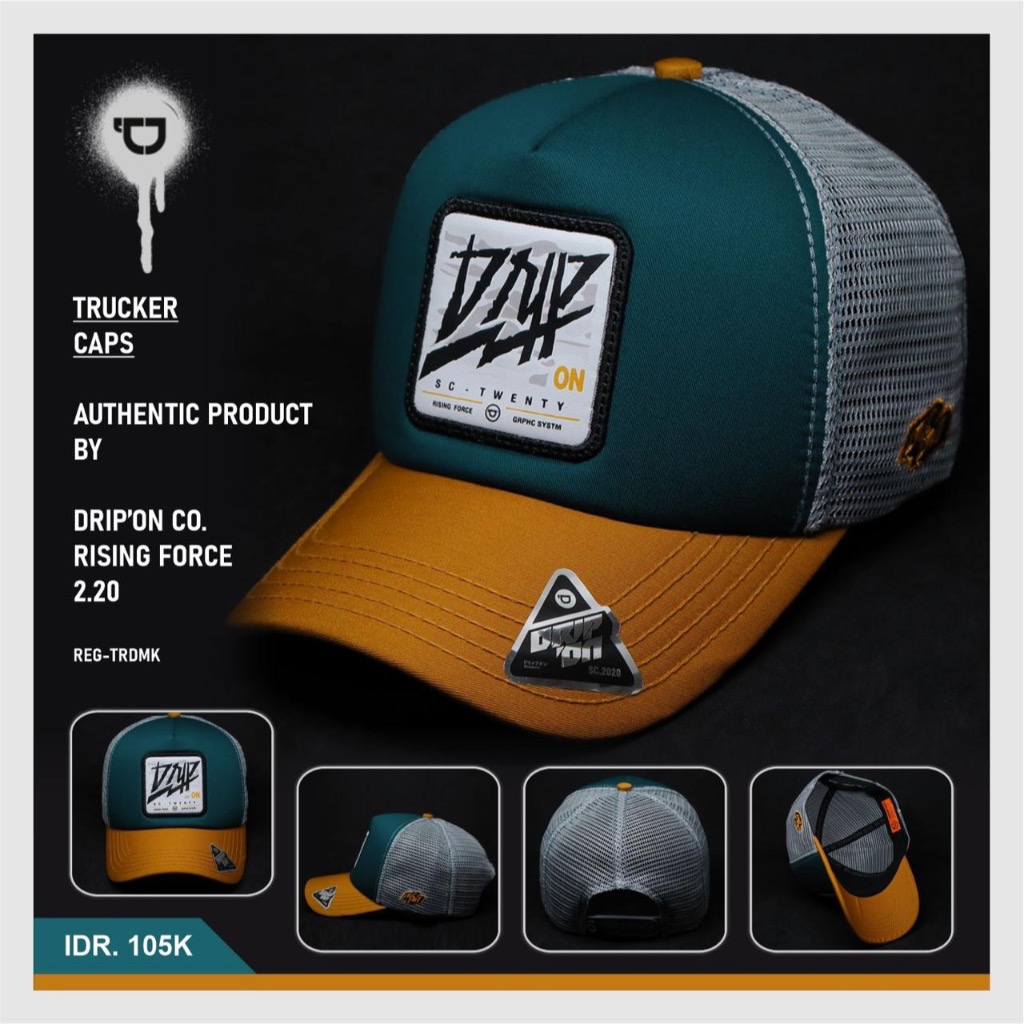 Drip On Men's Mesh Trucker Hat Distro Original Proshop Grey Black Cream ...