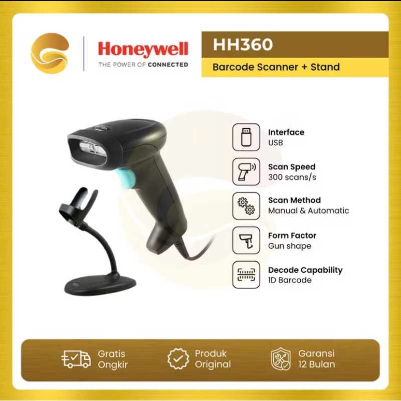 MMP - NEW HONEYWELL Barcode Scanner HH360 HH-360 360 1D USB + Stand ...