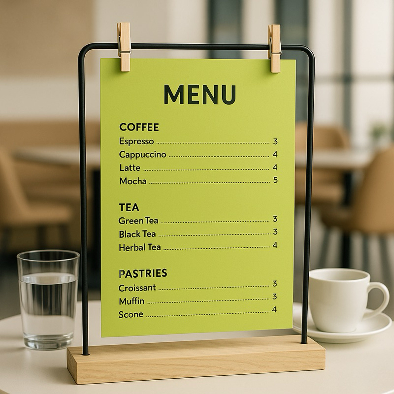 GANTUNGAN A4 PORTRAIT INDUSTRIAL MENU STAND DESK CALENDAR MENU HANGER ...