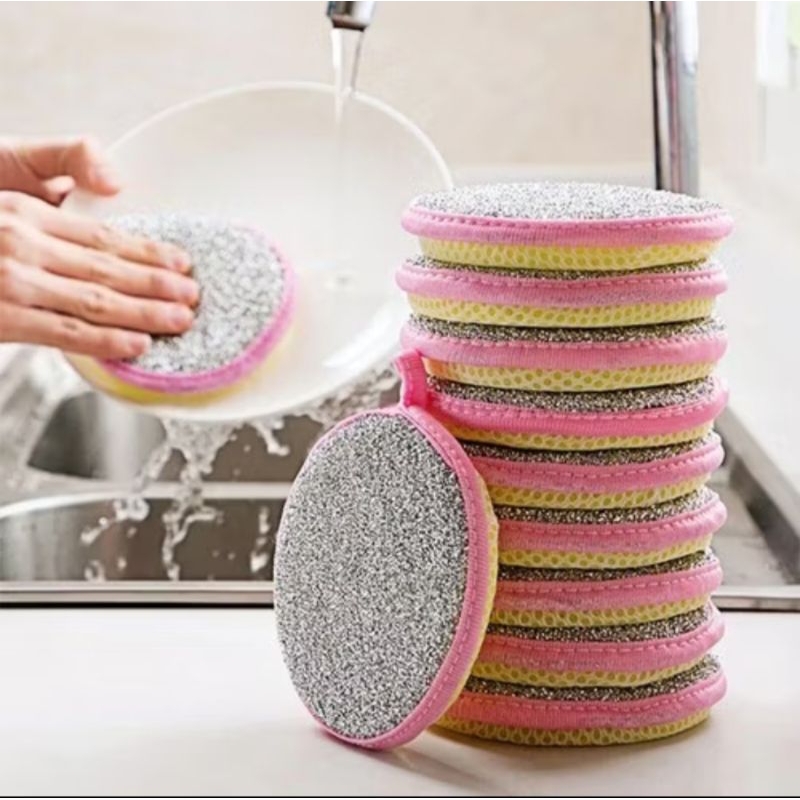 NS ROUND DISH WASHING SPONGE 2 SIDES WIRE AND FOAM CLUST CLEANING ...